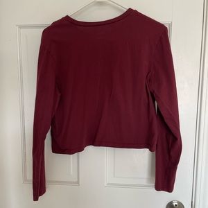 Maroon Long Sleeve Cropped Top